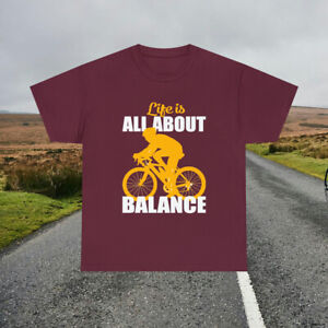 Cycling Bicycle Unisex Heavy Cotton Tee T-Shirt 'Life Is All About Balance'