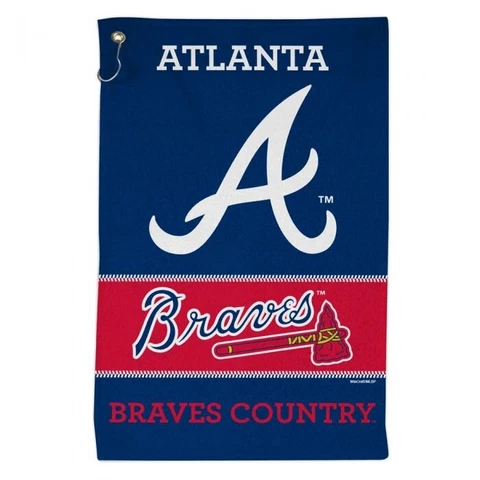 ATLANTA BRAVES ALL PURPOSE GOLF TAILGATE TOWEL 16"X25" HOOK AND GROMMET Cover