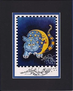 BLUE MOON KITTY print Feline ART Jamie Hayes 8x10 SIGNED GICLEE NEW ORLEANS - Picture 1 of 1