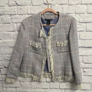 Nicole Studio Tweed Fransen Blazer Größe 12 - Bild 1 von 8