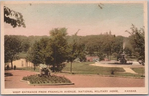 LEAVENWORTH, Kansas Hand-Colored Postcard National Military Home "West Entrance" - Picture 1 of 2