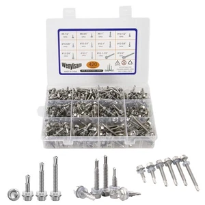 Self Tapping Screws with Rubber Washer, 420 Pcs Stainless Steel Sheet Metal S... - Picture 1 of 6