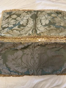 lumbar pillow covers , Olive And Golf Trim 25 Long By 10 ( Fortuny Style Fabric - Picture 1 of 19
