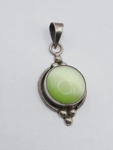 Sterling Silber Mexico 925 Anhänger grüner Moonglow Stein - Bild 1 von 10