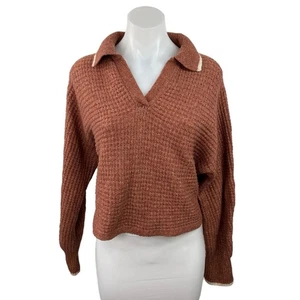 Suéter Sonoma Marrón Polo Manga Larga Cuello Crop Raglán Talla M - Imagen 1 de 4