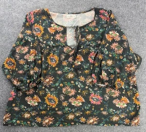 Natural Life Shirt Womens Extra Large Multicolor Floral Tunic Boho Flowy Hippy - Picture 1 of 13