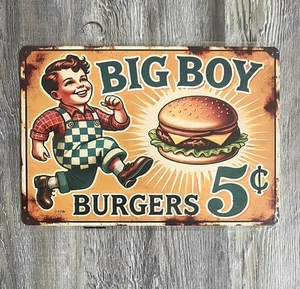 Big Boy Burger 5 Cent 8 x 12 Neuheit Vintage Blechschild eingeschweißt Neu! - Bild 1 von 2