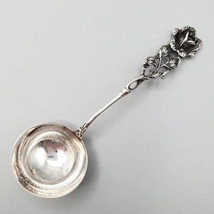 Vintage W German Silver Sugar Spoon Rose Handle 4 3/8”  Cottage Core - Picture 1 of 4