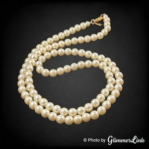 1928 White Faux Pearl Classic Single Strand Beaded Necklace - Picture 1 of 7