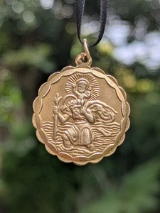 Georg Jensen 1965 Vintage HM Solid 9ct Gold Saint Christopher Pendant Medallion - Picture 1 of 9