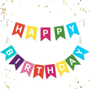Rainbow Happy Birthday Banner Birthday Sign for Backdrop Happy Birthday Decors f - Picture 1 of 12