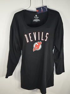 Fanatics NHL Woman's T shirt 2XL New Jersey Devils Graphic Long Sleeve Black NWT