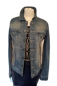 DKNY Atemberaubende Designer blau/graue Denimjacke Unisex Gr. Small 34"" Brust Exzellent Zustand - Bild 1 von 12