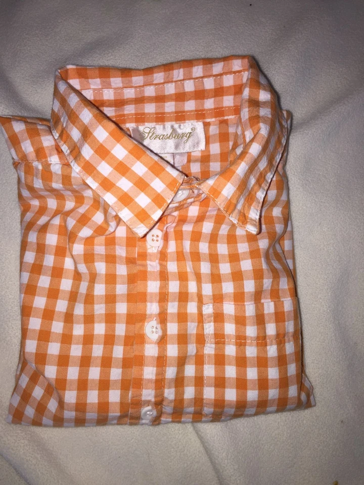 Strasburg Boys Sz. 6 Orange & White Checkered Short Slv Oxford. Note Minor Flaw - Image 1 of 4