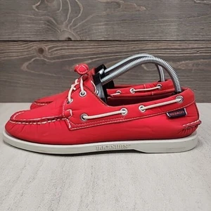 Sebago Docksides Shoe Mens Size 7.5 Red Neoprene Casual Boat Loafers Preppy - Picture 1 of 15
