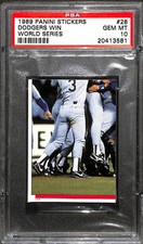 1989 PANINI STICKERS #28 DODGERS WIN WORLD SERIES PSA 10 20413581