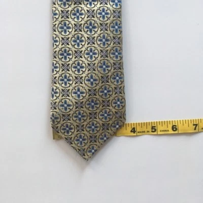 Gravata Tasso Elba GG amarela azul extra longa 100% seda L 62" feita na Itália pa0789 - Imagem 1 de 4