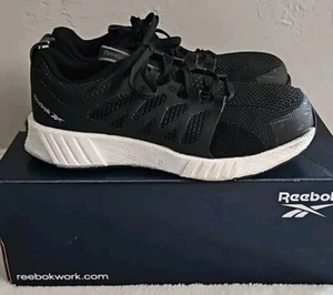 Reebok Women's Fusion Flexweave Safety Toe Athletic Work Shoe Black Sz 7.5 Wide - Picture 1 of 14