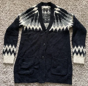 Suéter cárdigan mediano Ralph Lauren mezcla de lana negra Cowichan - Imagen 1 de 5