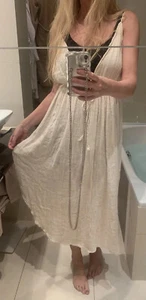 Kaya beige natural cream linen strappy sundress elastic waist O/S - Picture 1 of 18