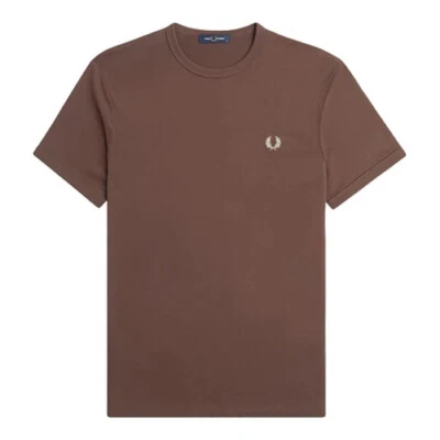 Fred Perry Camiseta Ringer Algodón M3519 Hombre U85-Brick / Caliente Gris - Imagen 1 de 2