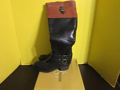 Valerie Stevens Haldon Women's Faux Leather Riding Boots Black/Cognac Size 6.5M - Image 1 of 4