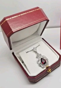 Elegant Regency Pendant Necklace in Luxurious Dubai Scarlet Red Box  - Picture 1 of 6