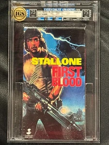 FIRST BLOOD 1990 Slip Sealed VHS Graded IGS 7.5 / 7.5 Seal Stallone Rambo - Picture 1 of 3