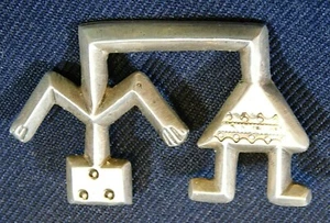 NATIVE AMERICAN Cast STERLING HANDMADE Vintage RAINBOW KACHINA PIN Estate - Picture 1 of 2