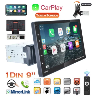 Single 1 Din 9" Car Radio For Apple/Andriod CarPlay Stereo MP5 Player Stereo BT - Image 1 of 4