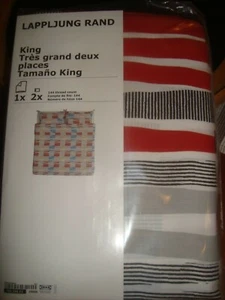Juego de cama funda nórdica IKEA King con 2 fundas de almohada Lappljung Rand multicolor a rayas - Imagen 1 de 4