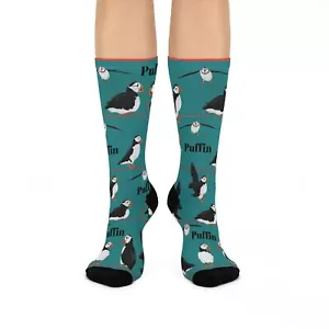 Papageientauchersocken Unisex 1 Größe bequem dehnbar blaugrün Atlantische Vögel Original NEU - Bild 1 von 7
