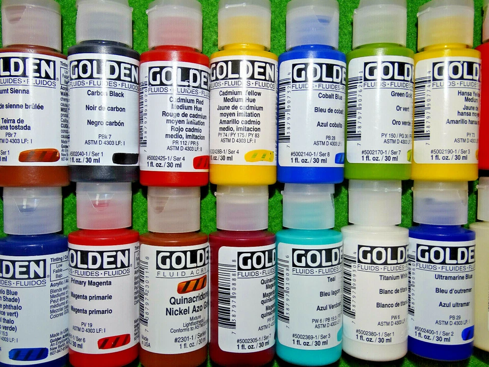 Golden Fluid Acrylic Paints, 1 oz. bottles, flat rate shipping, 85 color options - Image 1 of 1