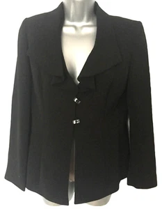 ASL Tahari Blazer Jacket Size 10 Smart Black Waterfall Pleat Collar Work Formal - Picture 1 of 9