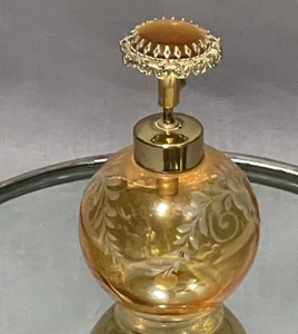 Vintage Cabochon Parfum Flakon/ Zerstäuber Kristall geätztes Glas Made in W Germany - Bild 1 von 13