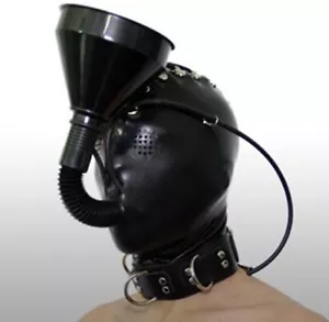 Capucha de cabeza cubierta completa de látex natural para la cabeza embudo embudo alimentador de líquidos bozal - Imagen 1 de 10