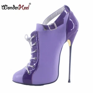 16cm Ultra Thin Metal Heel Multi Color Fetish Super Girl Nightclub Ankle Boots - Picture 1 of 7