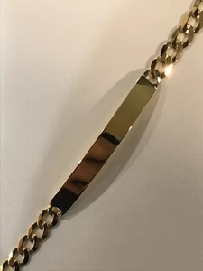 PULSERA DE CADENA 9CT 375 PLANA ABIERTA CON SELLO DISTINTIVO ID PERSONALIZADA PARA HOMBRE 8,5" - Imagen 1 de 10