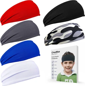 6 PCS Sweatbands for Kids, Soccer Headbands for Boys Headbands for Sports Kids S - Picture 1 of 12