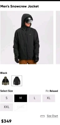 Chaqueta de invierno para hombre Outdoor Research Snowcrew, negra, carcasa aislada nueva con etiquetas Foto 1 de 4