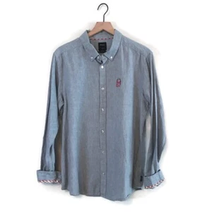 RVCA Slim Fit Gray 100% Cotton Button Up Casual Collared Shirt Men’s size Large - Picture 1 of 8