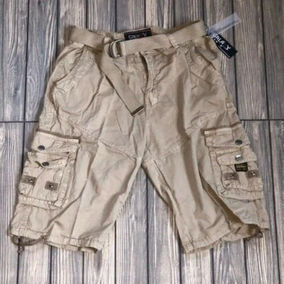 Pantalón Corto Carga Galaxy by Harvic Originals Denim Crudo Cinturón Talla 34 Nuevo con Etiquetas Foto 1 de 3