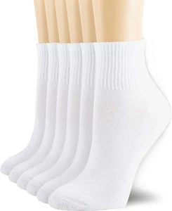 6 Pairs Women'S Mini Crew/Ankle Cotton Athletic Socks with Thick Cushioned 9-11 - Picture 1 of 5