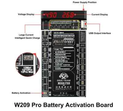 OSS TEAM W209 Pro V8 Fast Battery Activation Board Activator Charger Android + iPhone 14