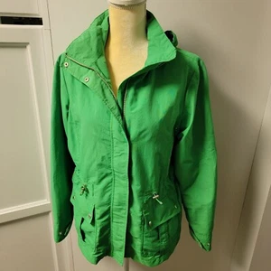 Lands End Womens Size S Rain Jacket Windbreaker Green Nylon Hooded Lightweight - Picture 1 of 12