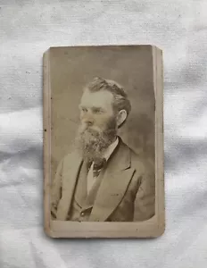 Vintage CDV Cabinet Card Carte de Visite Photo Man Beard Antique Photograph Film - Picture 1 of 5