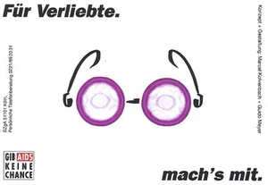 AIDS - Aufkleber - Für Verliebte... mach´s mit. - 90er - KULT (10,5x7,5 cm) - Bild 1 von 1