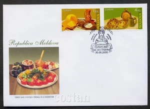 2005 Gastronomy,Food,Cheese,wine,Fruits,Meat,Cake,Vino,Bread,Moldova,Mi.511,FDC - Picture 1 of 1