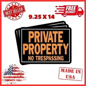 Private Property No Trespassing Aluminum Sign 9.25 X 14 Orange/Black | Us Stock - Picture 1 of 12