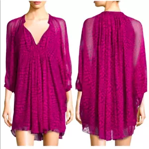 Mini abito Diane Von Furstenberg Fleurette Dolman 8 rosa seta pipistrello slv caftano - Foto 1 di 9
